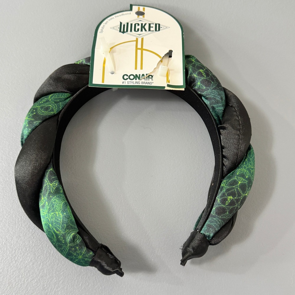 Wicked Elphaba Spa Satin Headband Conair Twisted Braid Black Green  Accessory - Picture 3 of 9